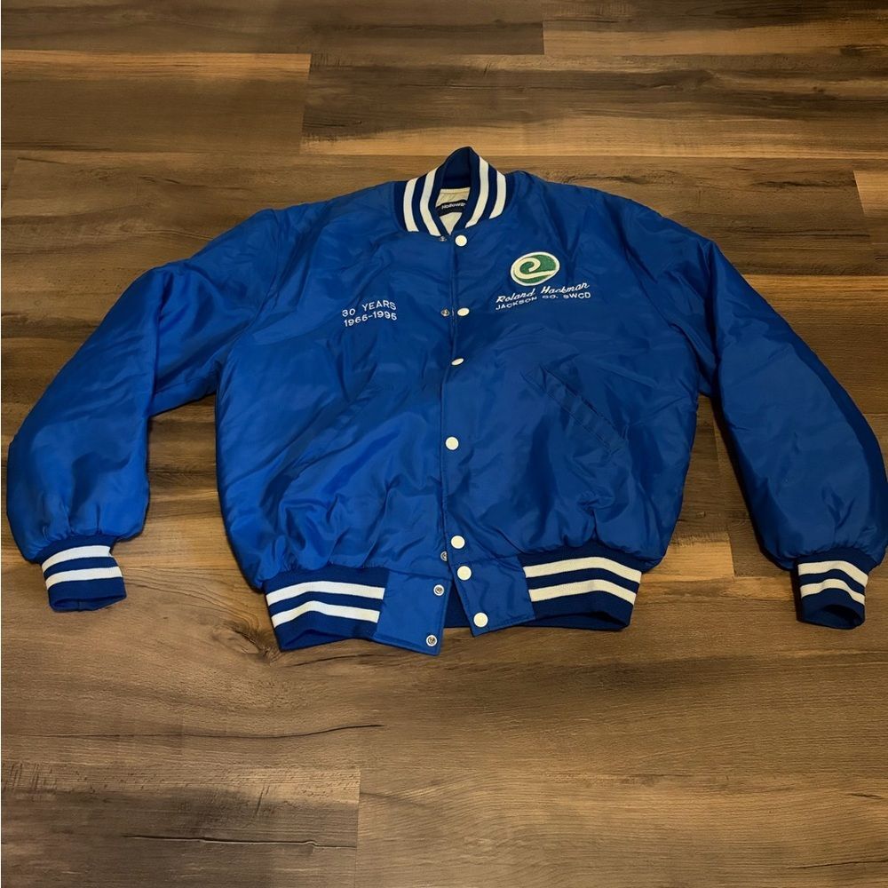 Mens Vintage Holloway Blue and White Quilted Jacket Size Large
